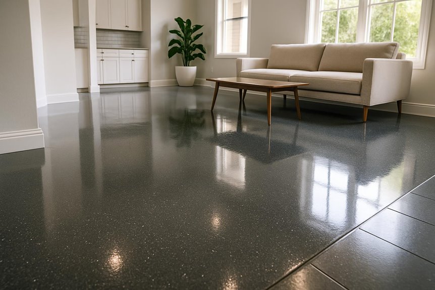Resinous flooring system in residential interior, Wilmington, DE