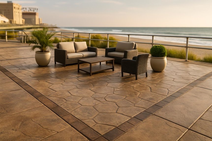 Decorative concrete floor in residential interior, Atlantic City, NJ