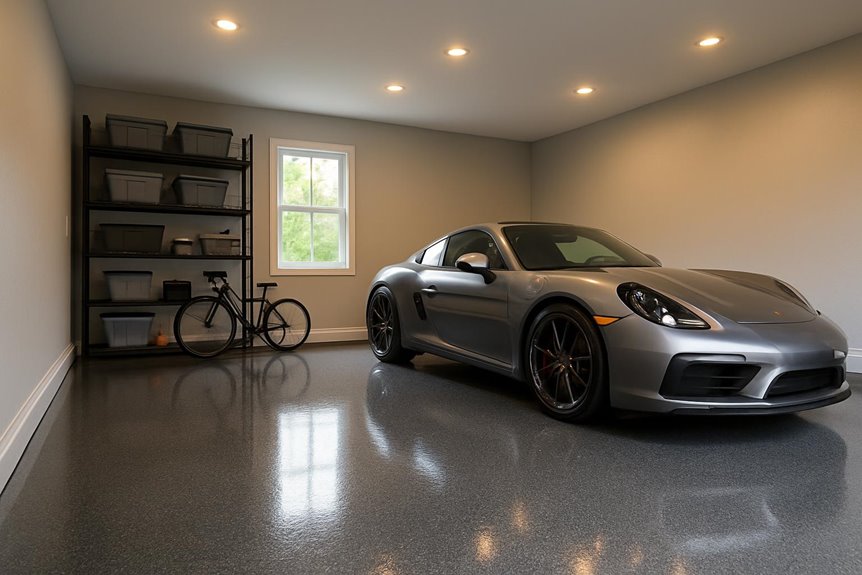 Commercial epoxy flooring in residential interior, Princeton, NJ