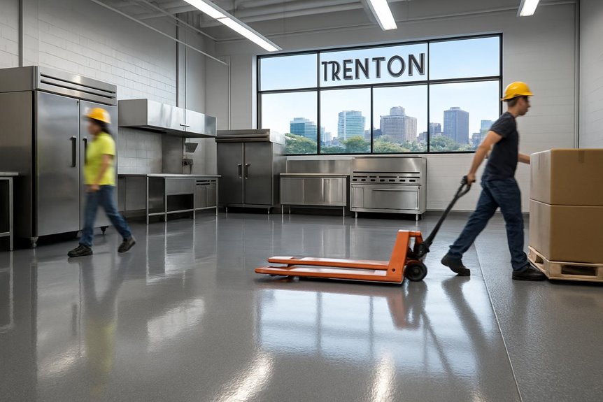 Commercial epoxy flooring in commercial interior, Trenton, NJ
