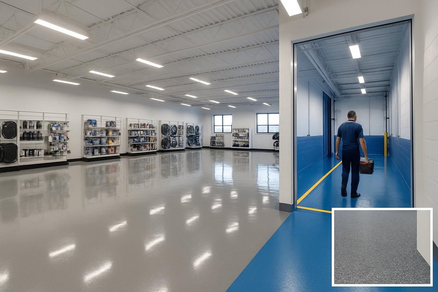Commercial epoxy flooring in commercial interior, Reading, PA