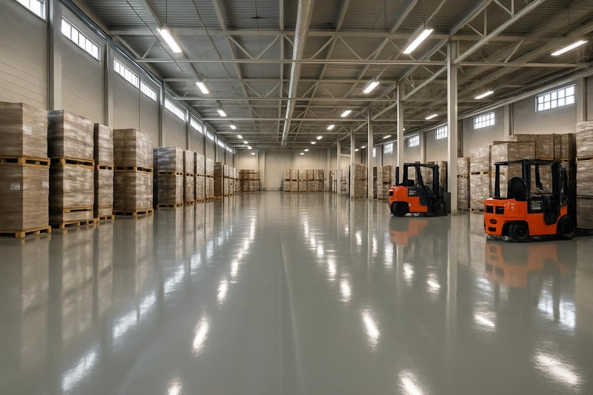 Commercial epoxy flooring in warehouse interior, Philadelphia, PA