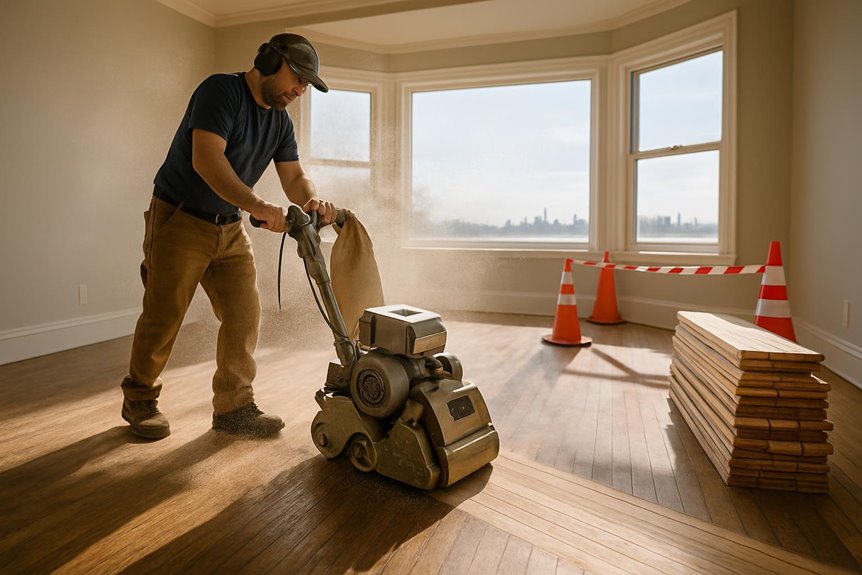 Concrete floor resurfacing in commercial interior, Staten Island, NY