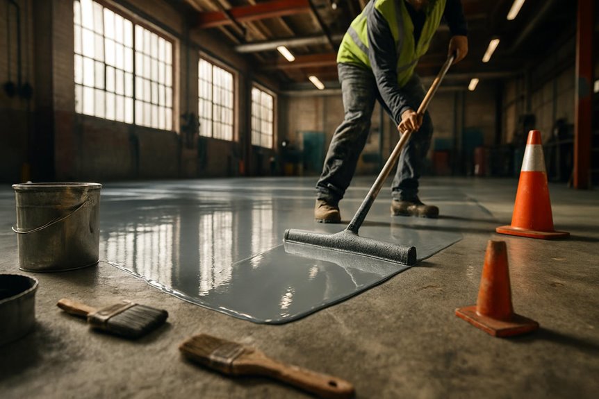 Industrial epoxy floor coating in industrial facility, Camden, NJ
