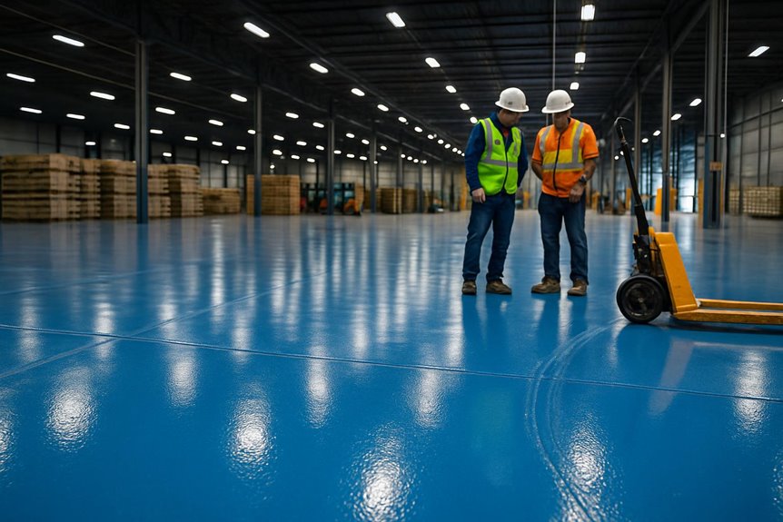 Industrial epoxy floor coating in industrial facility, Philadelphia, PA