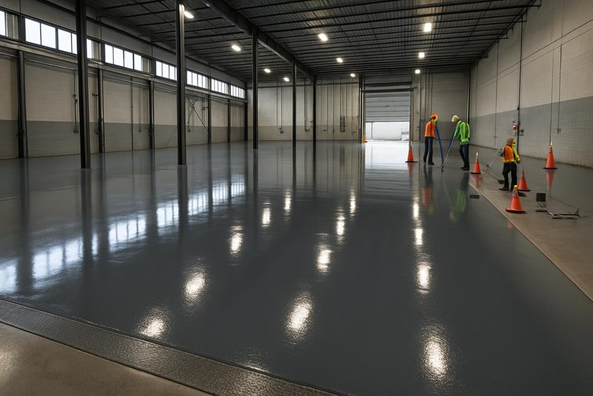 Industrial epoxy floor coating in industrial facility, Trenton, NJ