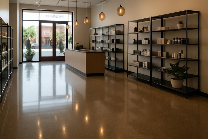 Polished concrete floor in commercial interior, Cherry Hill, NJ