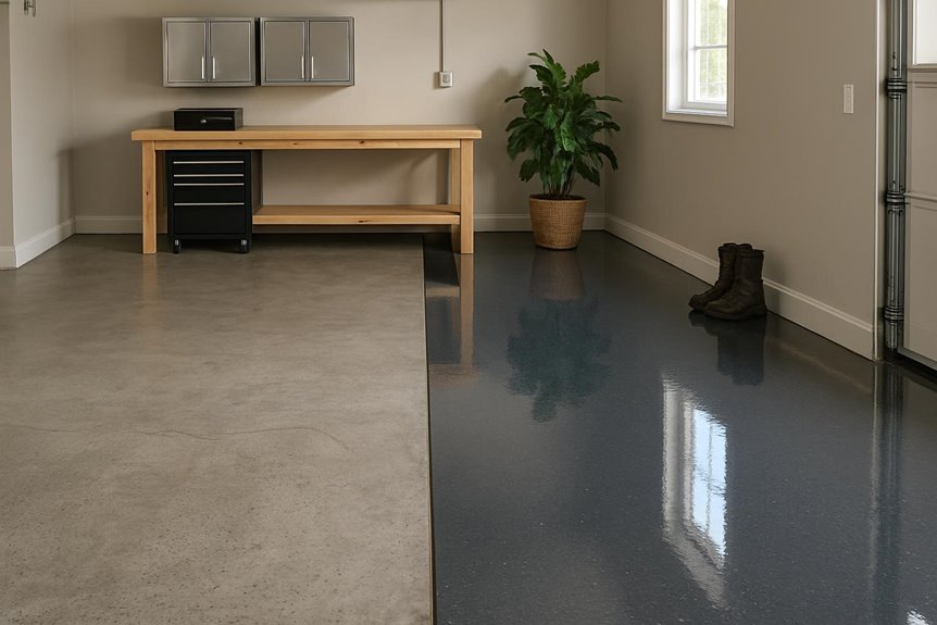 Polished concrete floor in commercial interior, Wilmington, DE