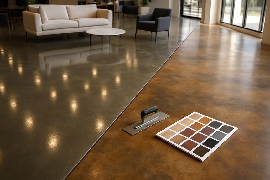 Polished concrete floor in commercial interior, South Jersey