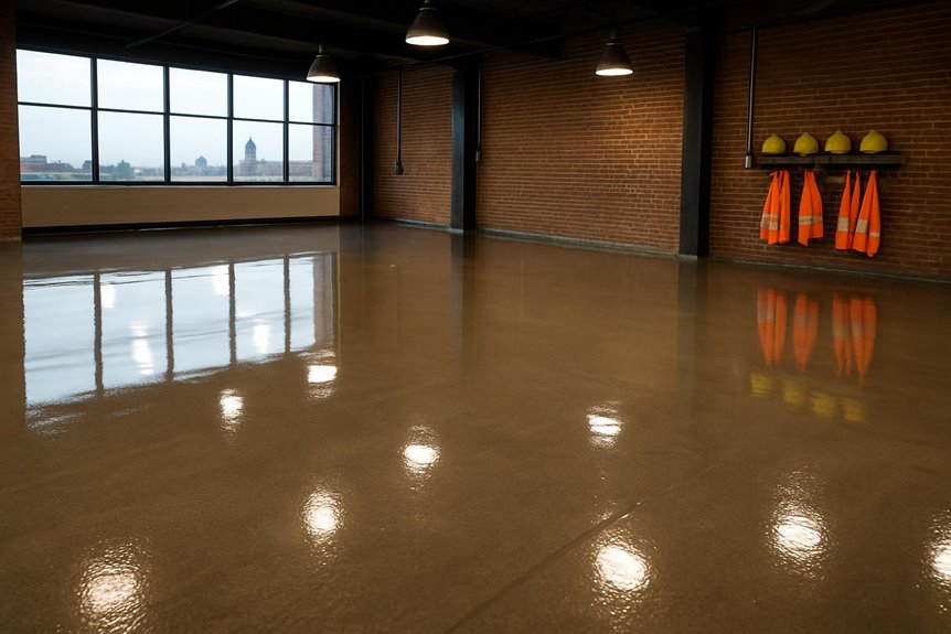 Concrete floor resurfacing in commercial interior, Camden, NJ