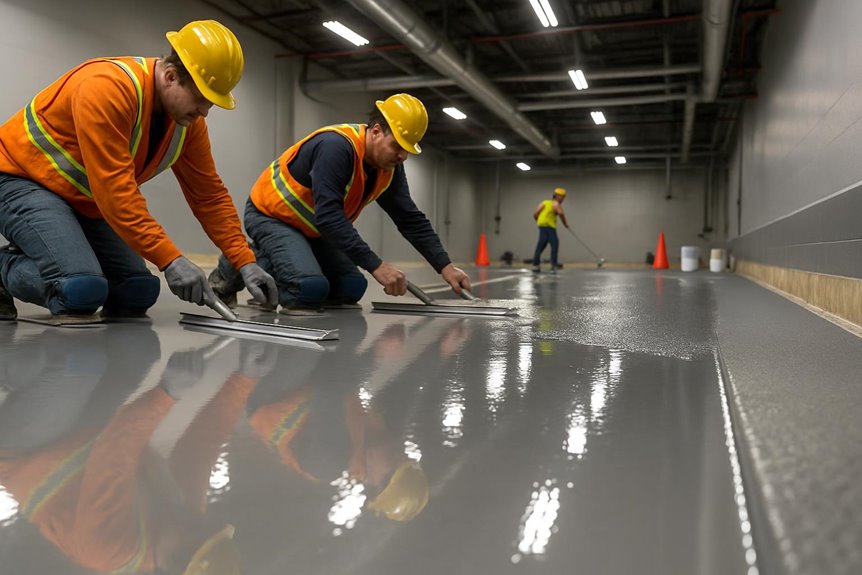 Resinous flooring system in commercial interior, King of Prussia, PA
