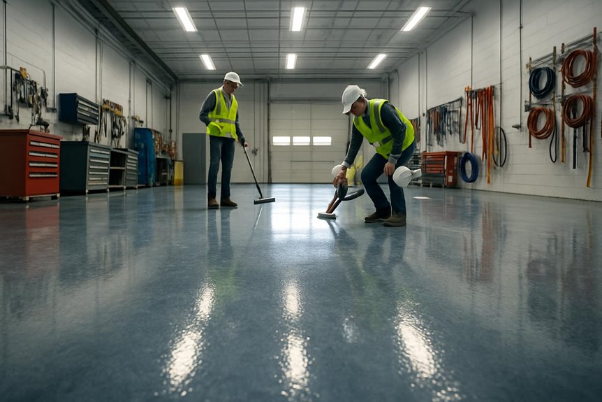 Resinous flooring system in commercial interior, Reading, PA