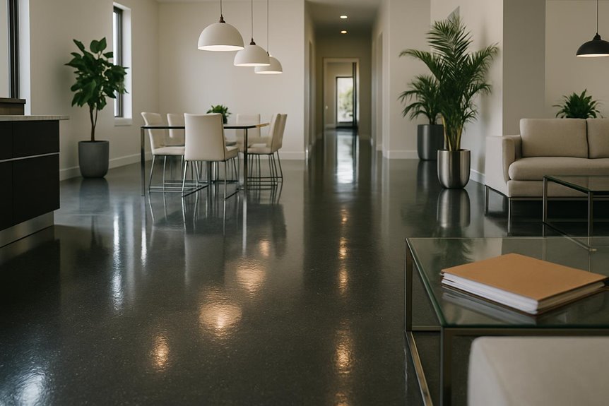 Resinous flooring system in commercial interior, King of Prussia, PA