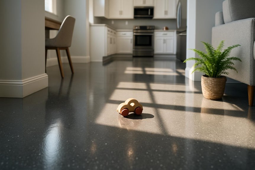 Resinous flooring system in residential interior, Doylestown, PA