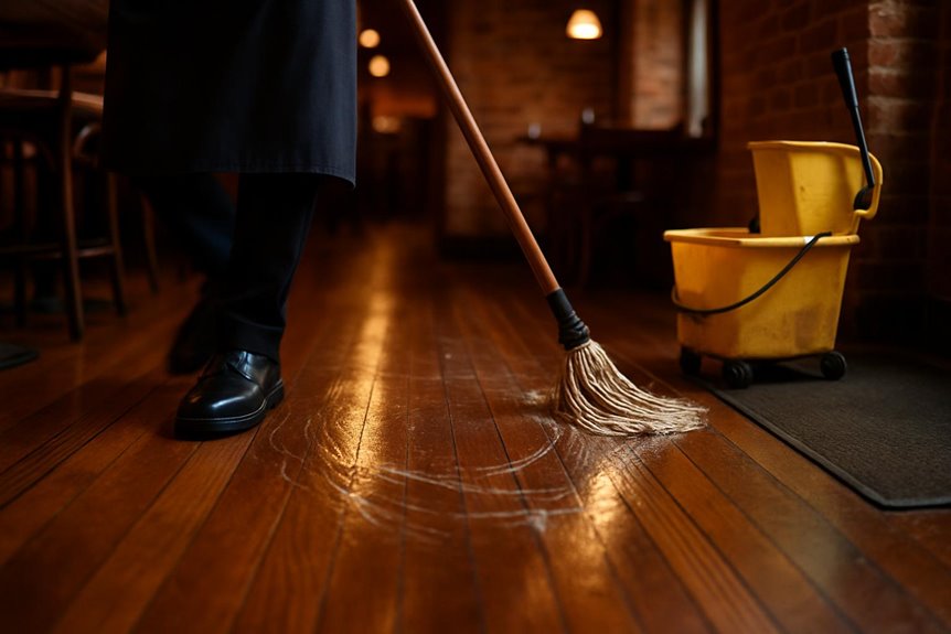 Commercial flooring maintenance in restaurant interior, Philadelphia, PA