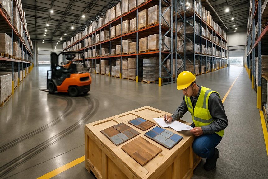 Warehouse flooring system in warehouse interior, New Jersey