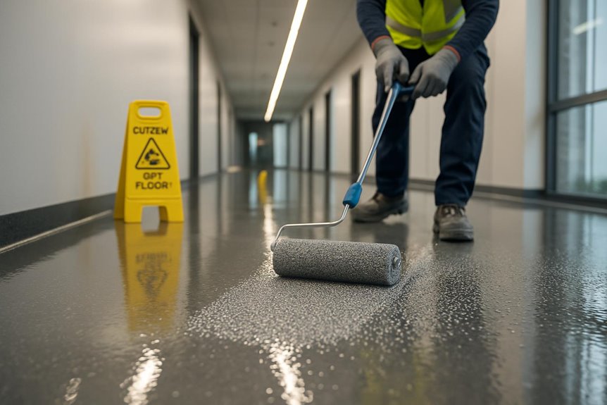 Commercial floor coating in commercial interior, South Jersey