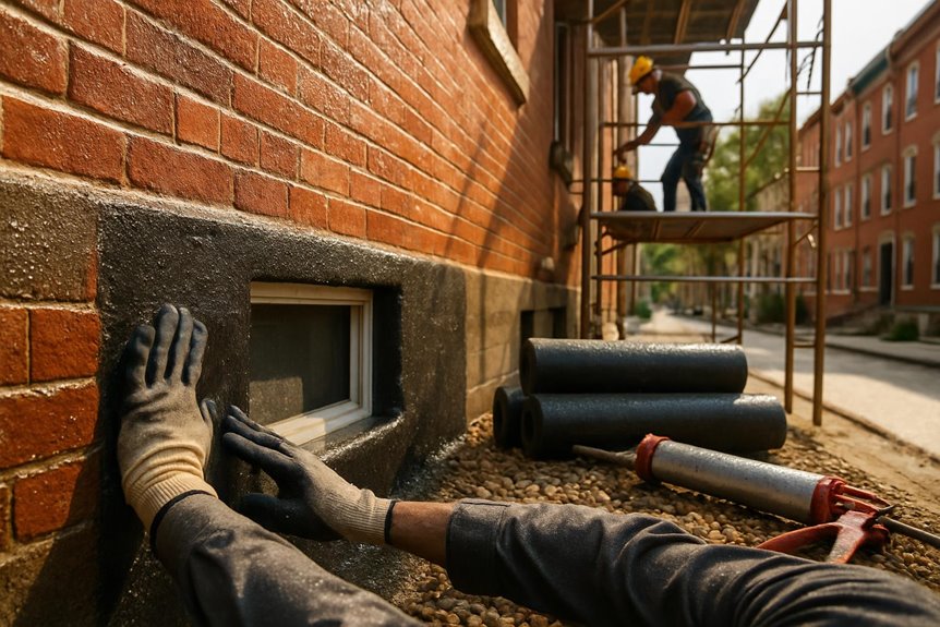 Commercial waterproofing system in commercial interior, Philadelphia, PA