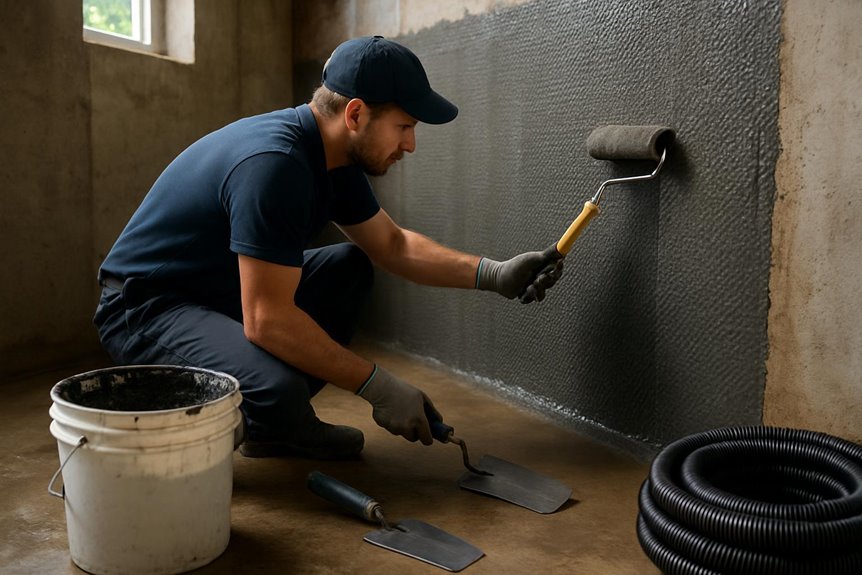 Commercial waterproofing system in commercial interior, Doylestown, PA