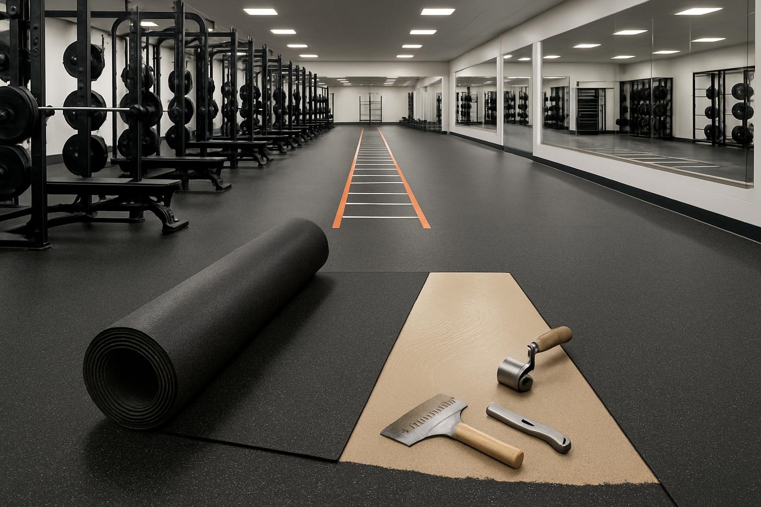 Athletic flooring in training room