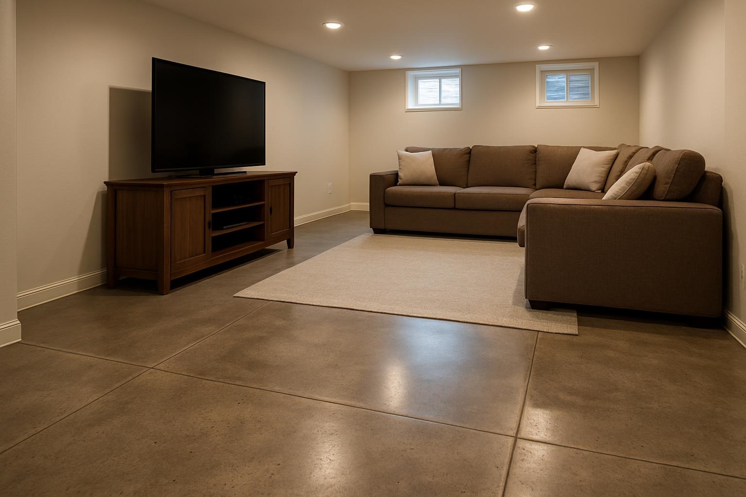 Decorative concrete in residential basement