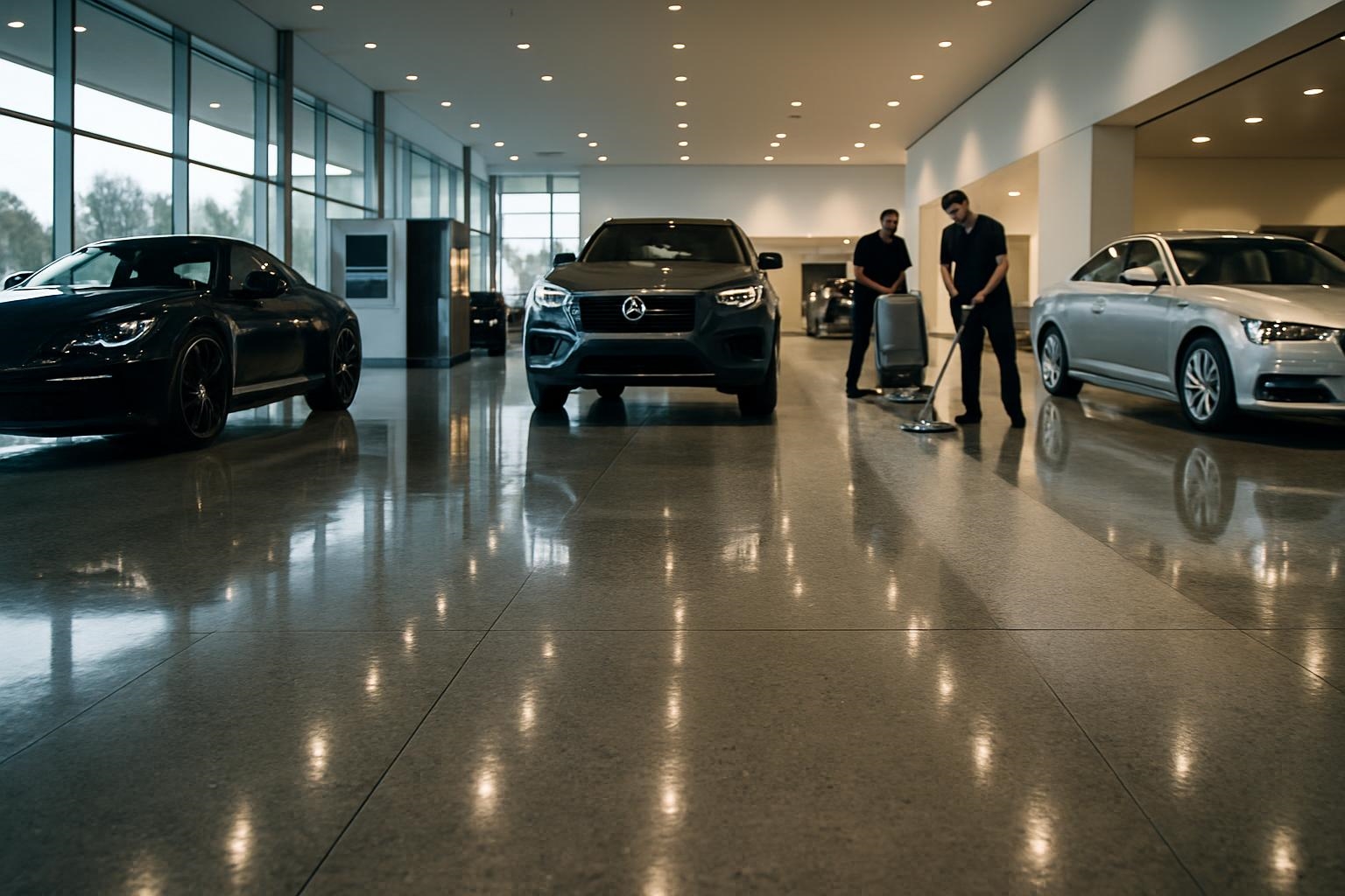 Polished concrete in showroom