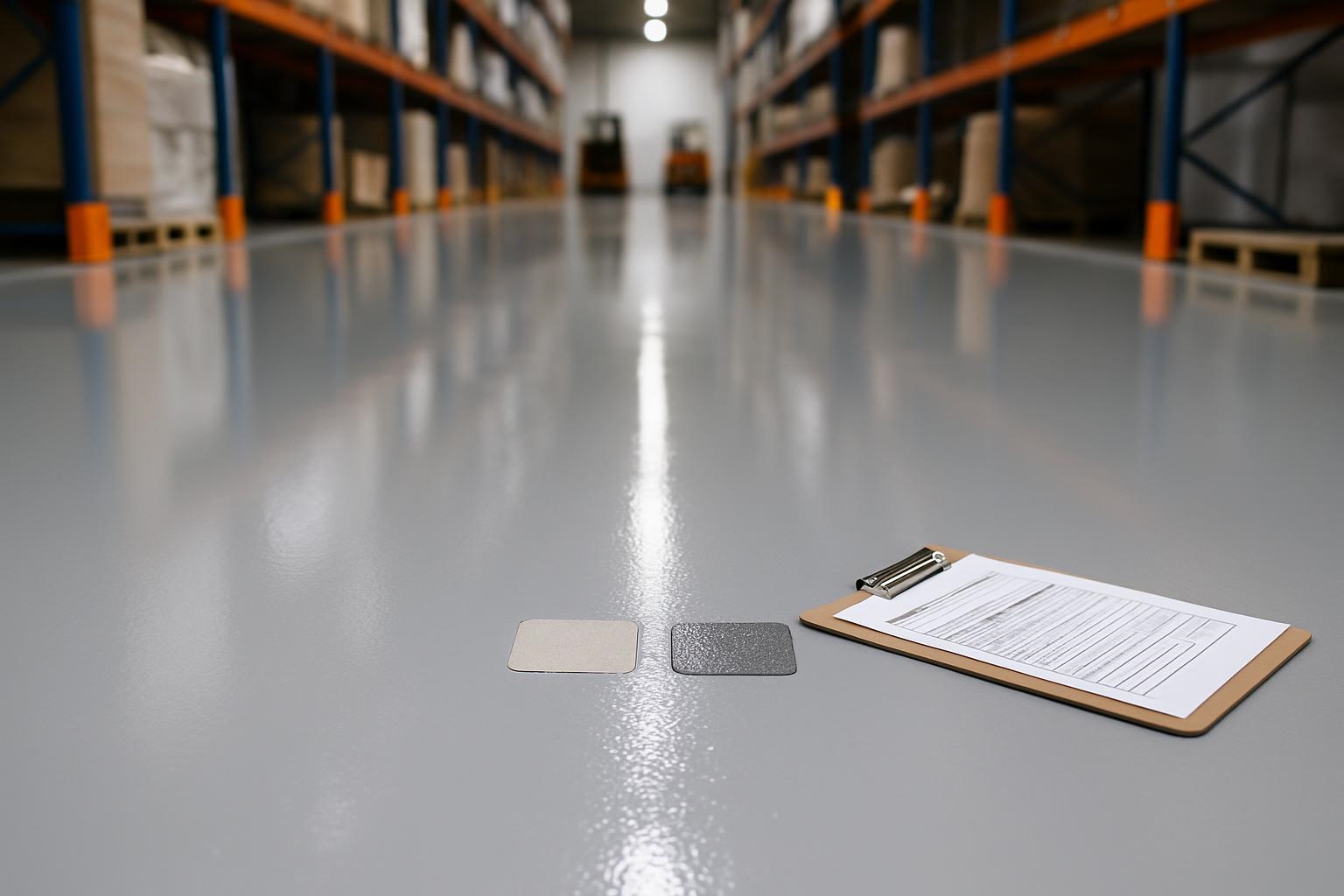Resinous floor in warehouse aisle