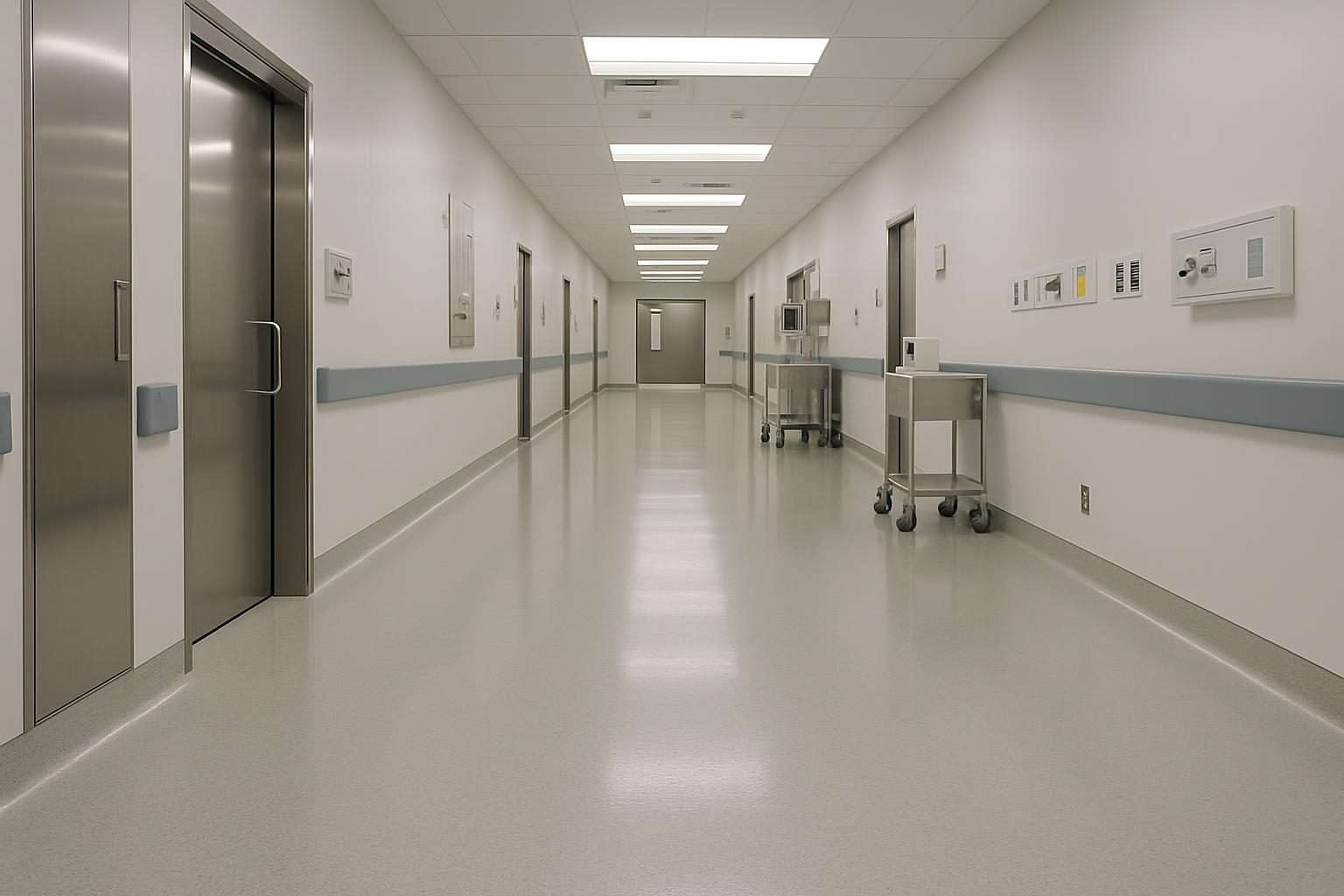 Seamless epoxy in medical corridor
