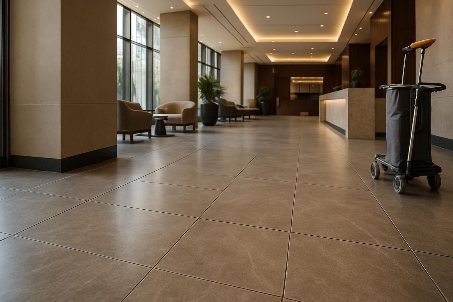 Tile flooring in luxury lobby